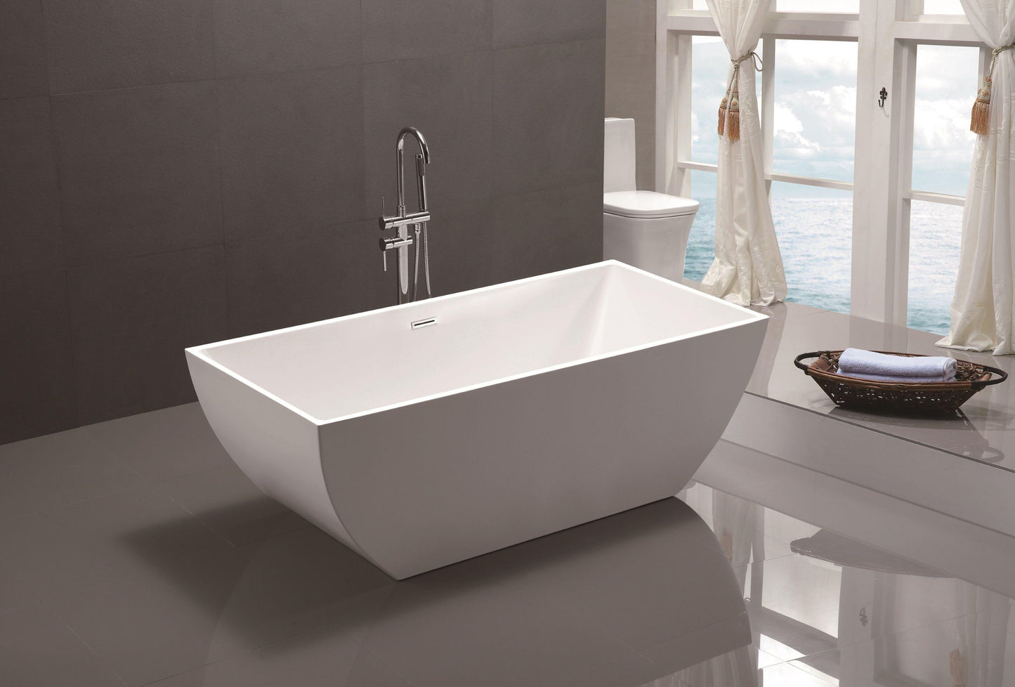 59 in. x 29.5 in. Freestanding Soaking Bathtub