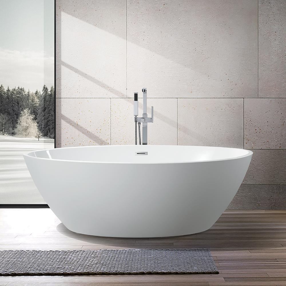 Amiens 69 in. Acrylic Flatbottom Freestanding Bathtub in White, VA6834