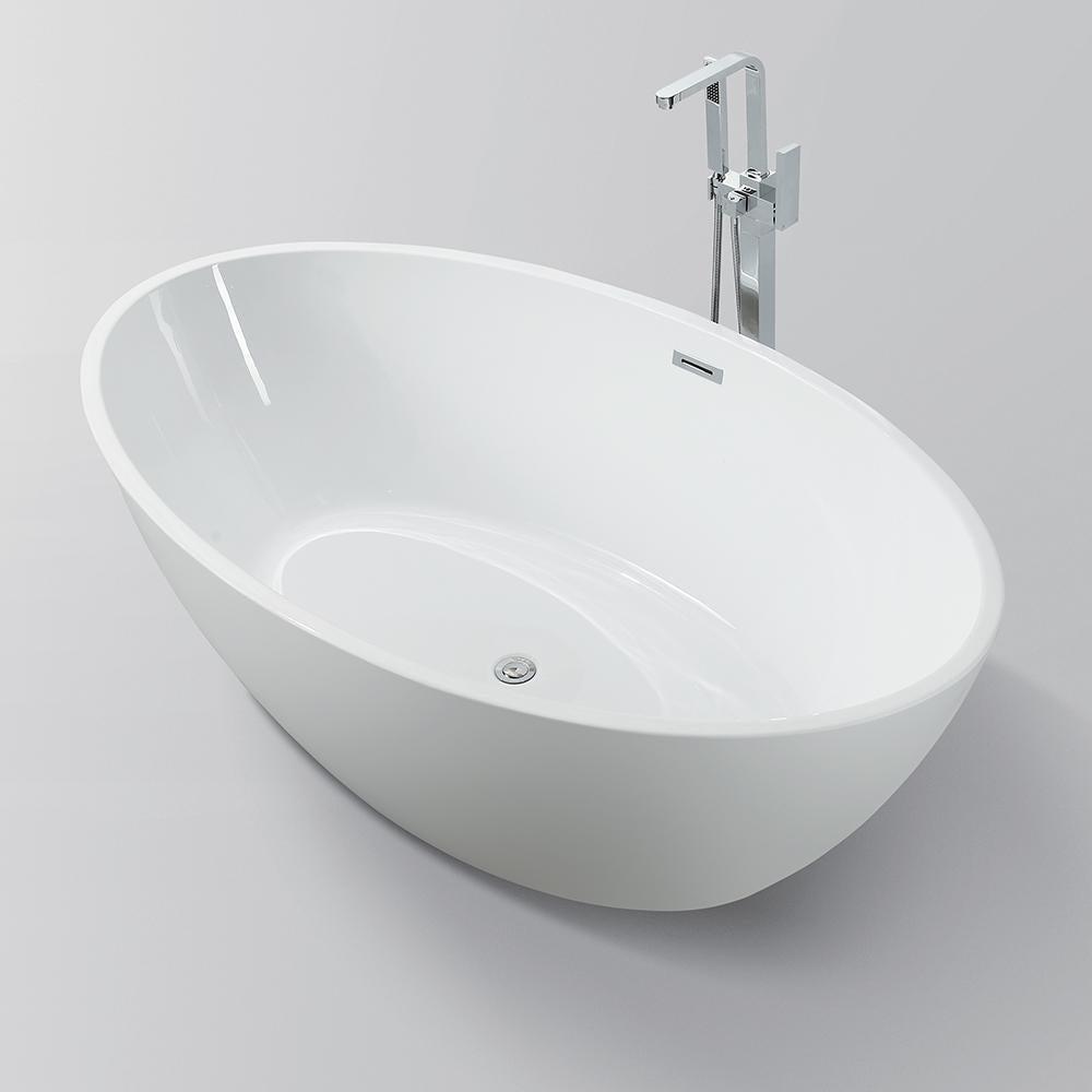 Amiens 69 in. Acrylic Flatbottom Freestanding Bathtub in White, VA6834