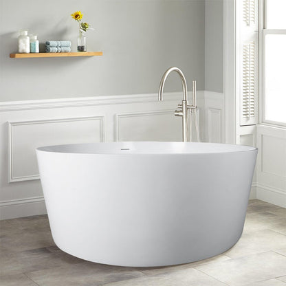 55 in Freestanding Soaking Bathtub - Solid Surface Resin Soaking Bathtub