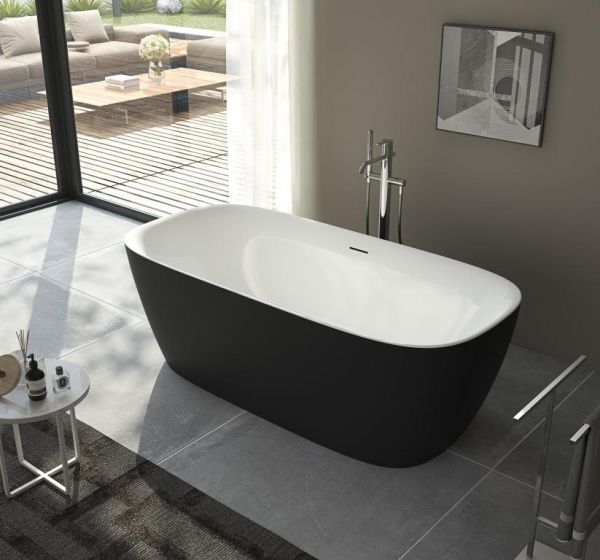 Luxury Matte Black Freestanding Acrylic Bathtub