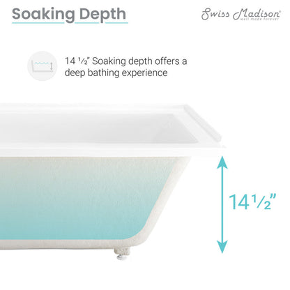 Voltaire 54 in x 30 in Acrylic Glossy White, Alcove, Integral Left-Hand Drain, Bathtub