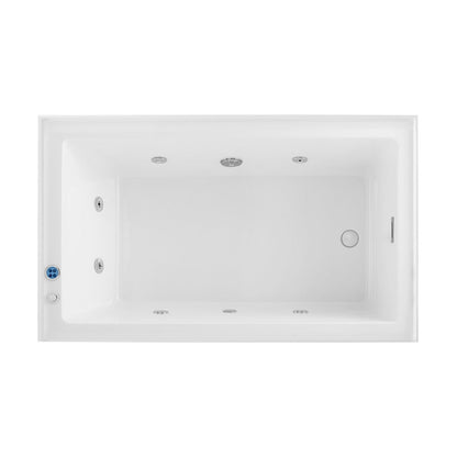 Avancer 60" x 36" Right-Hand Drain Rectangular Alcove Whirlpool Bathtub with Apron