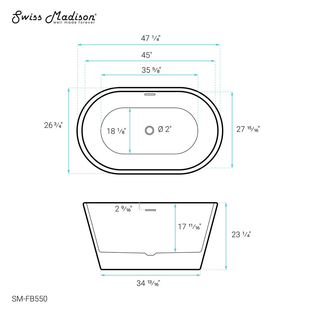 Claire 48" Freestanding Bathtub