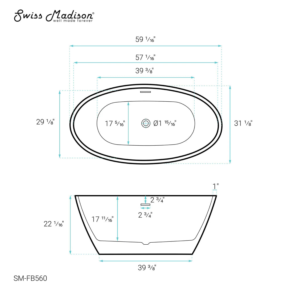 Manoir 60" Freestanding Bathtub