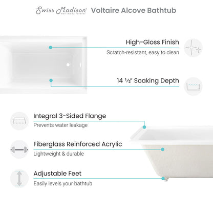 Voltaire 60" X 32" Right-Hand Drain Alcove Bathtub