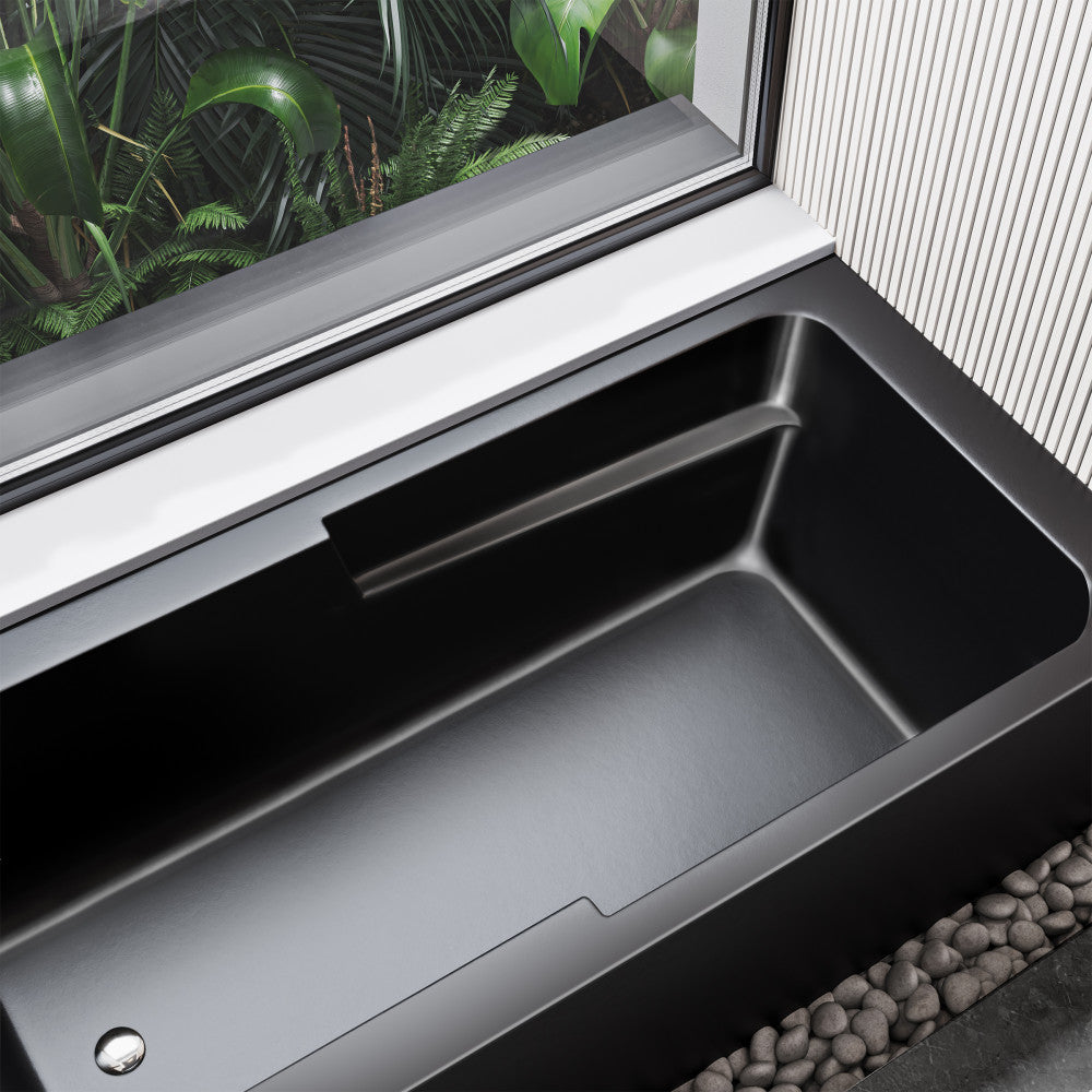 Voltaire 60" X 30" Left-Hand Drain Alcove Bathtub with Apron in Matte Black