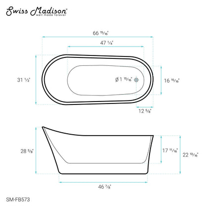 Sublime 67" Single Slipper Freestanding Bathtub